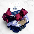USA Patriotic Red White Blue - 3-Pack Buckle Scrunchies Bundle - No Snagging, No Tangles