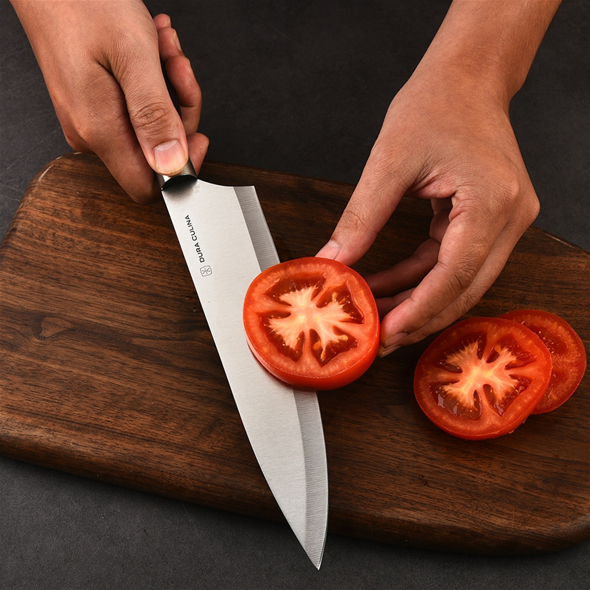 3 Piece Kitchen Knife Set with Matching Blade Guards, Black