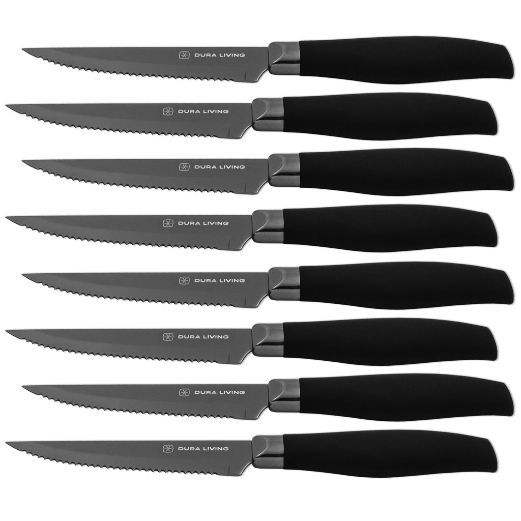 Titan Set Of 8 Steak Knives - Black
