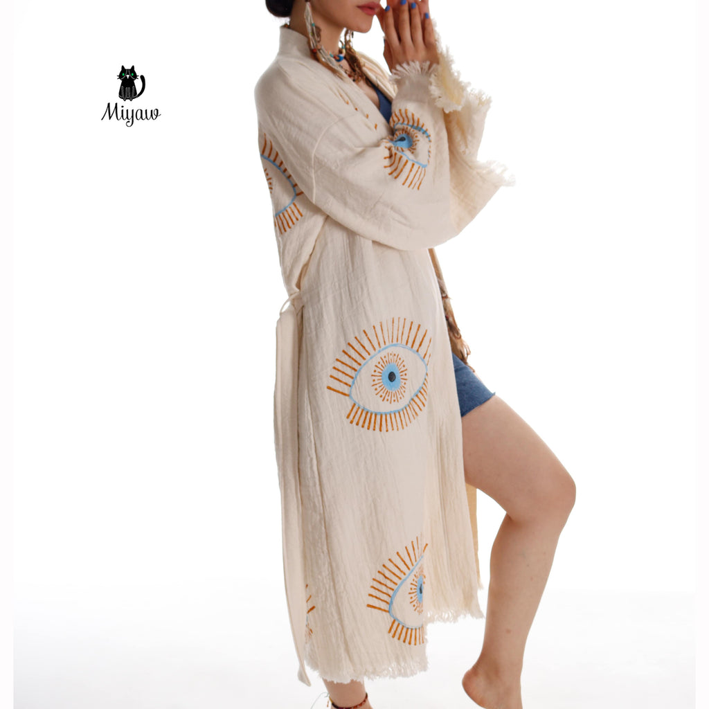 Evil Eye Inspired Blue Caftan - Wholesale Boho Chic Essential