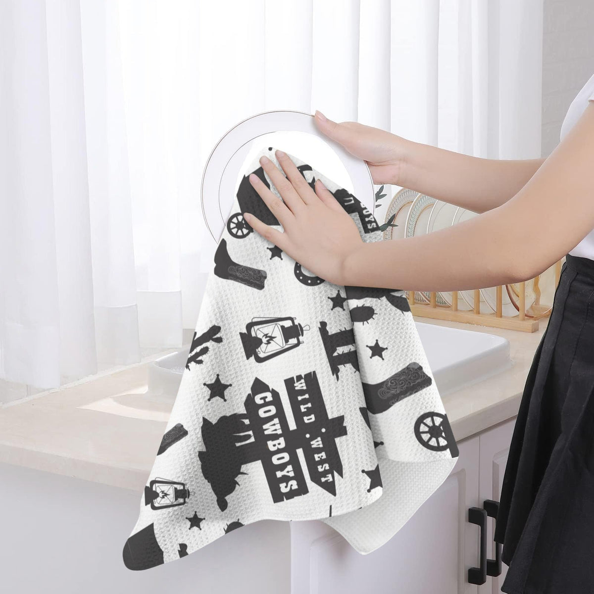 Baha Ranch Wild West Cowboys Set of 2 Dish Towels Made in America