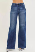 RISEN Jeans - High Rise Wide Leg Slanted Pocket Jeans
