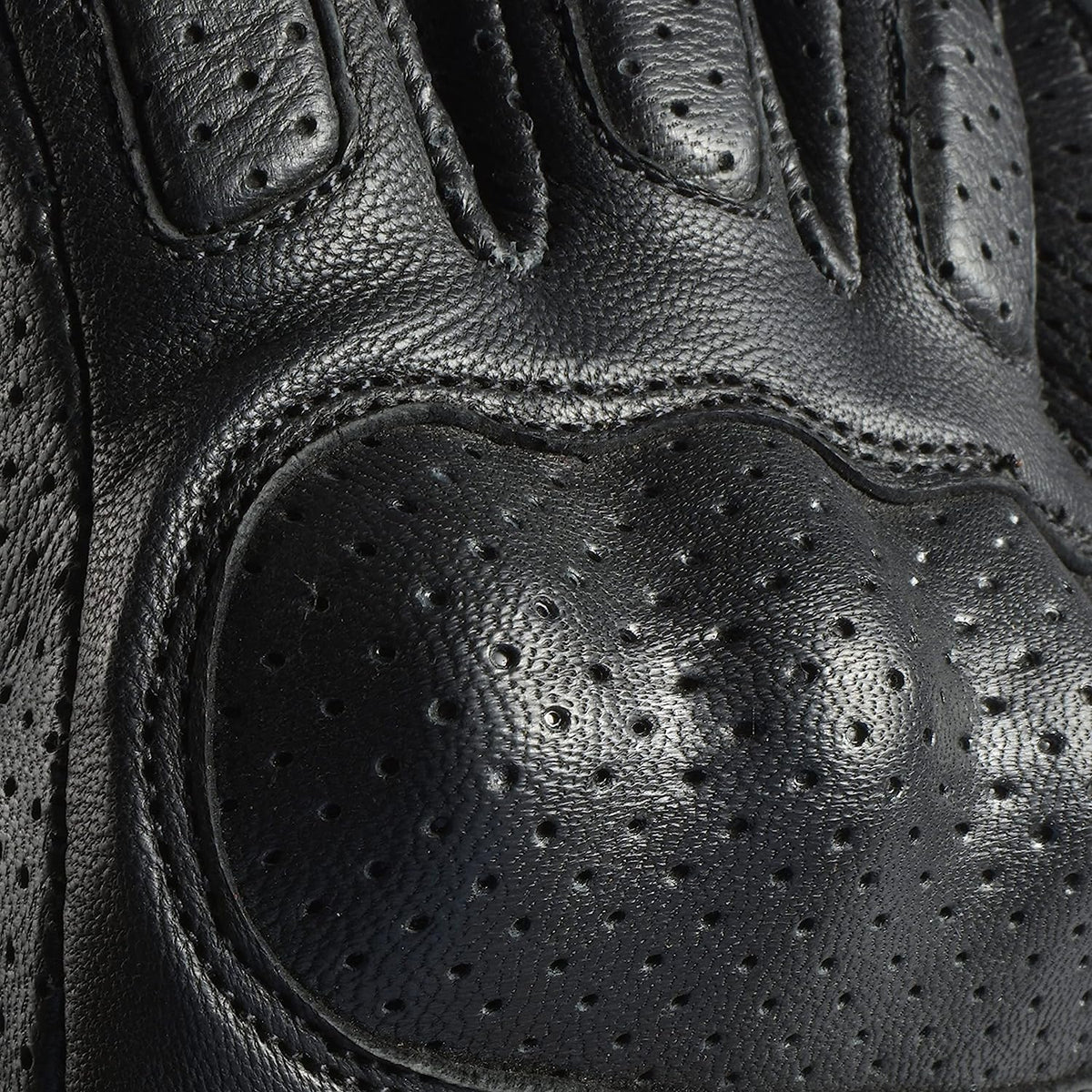 Olympus Knuckle-Protected Leather Motorcycle Gloves with Zipper Closure