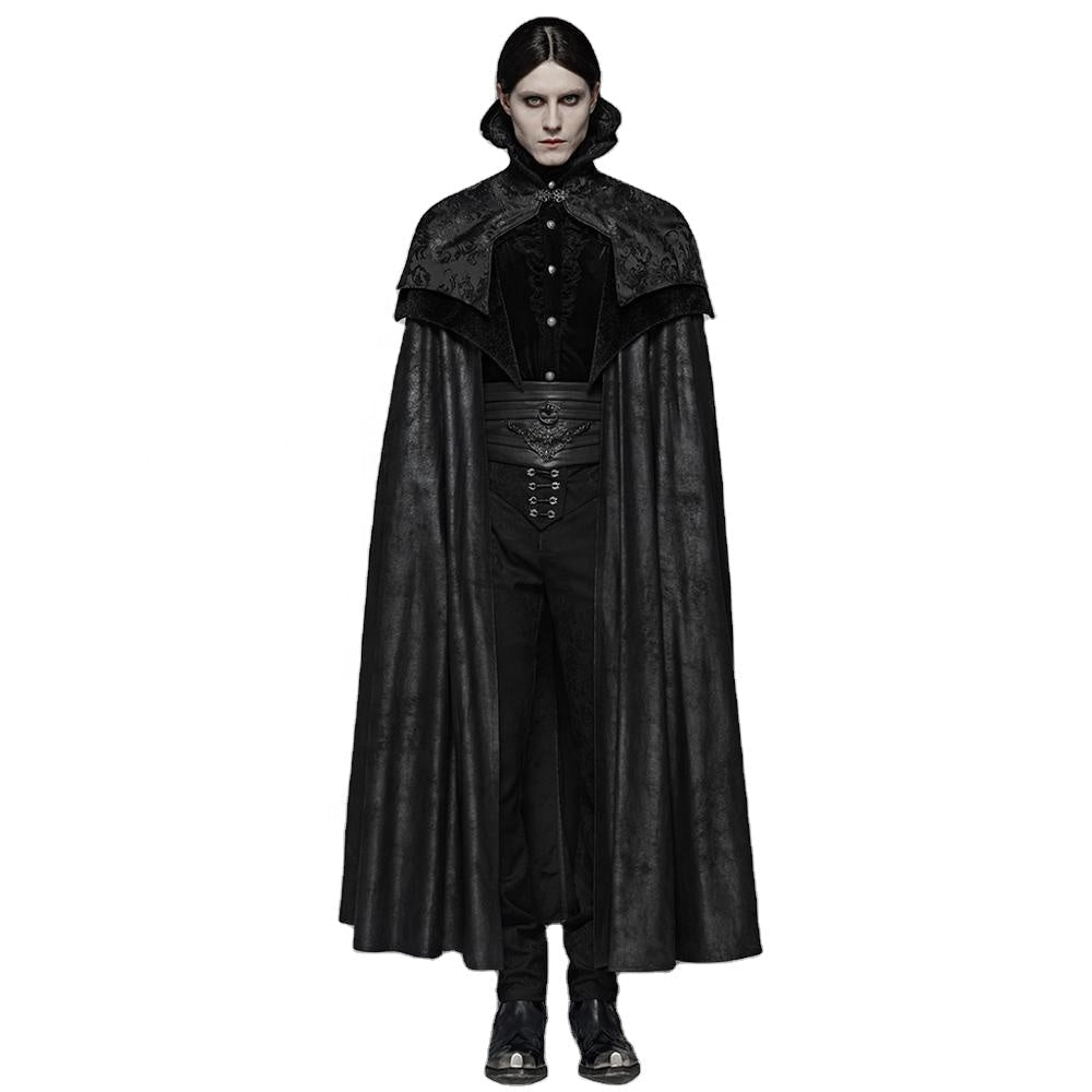 PUNKRAVE WY-1079 Gothic Cloak Long Coat Wool Jacket Men's