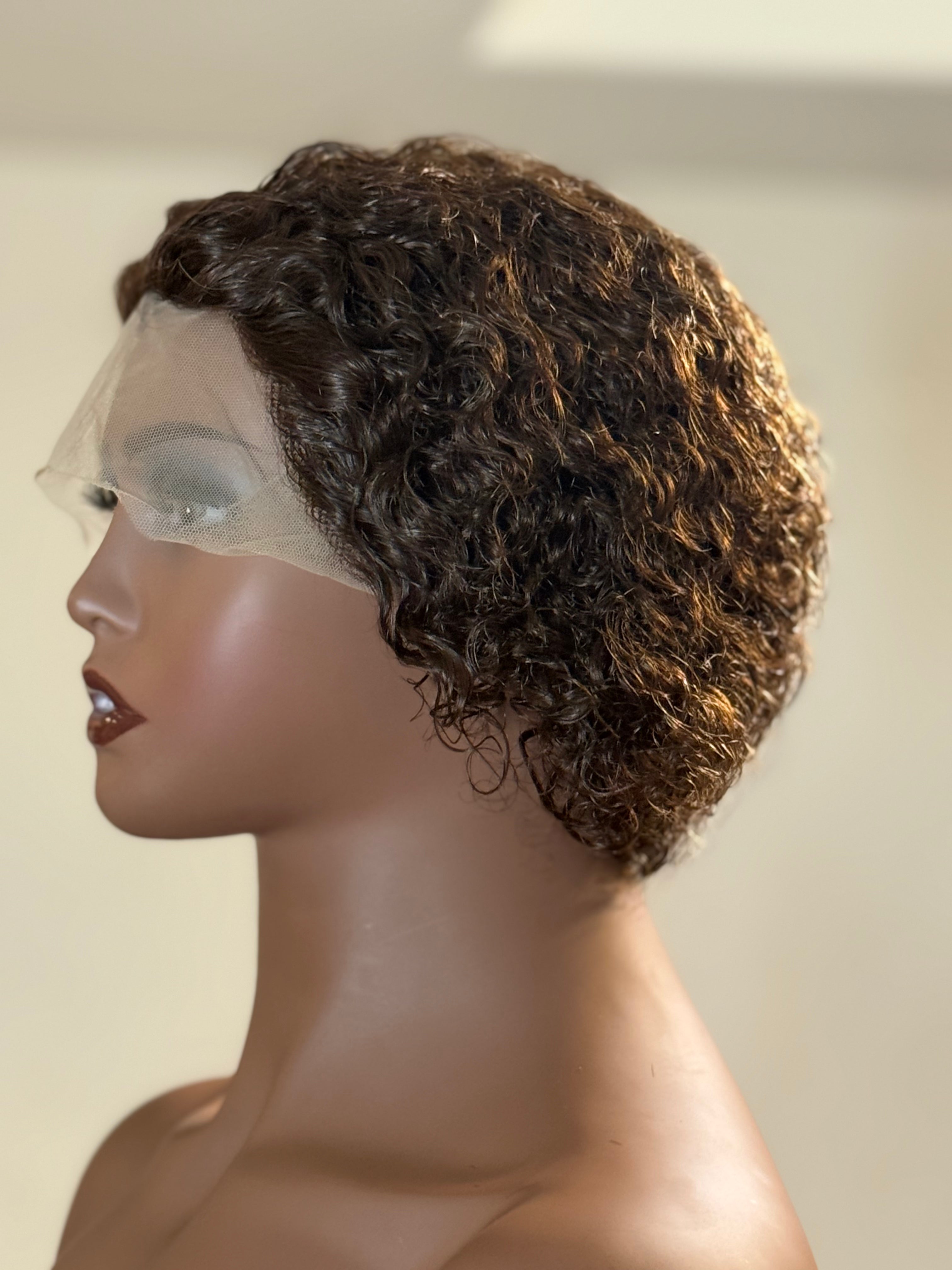 Cocoa Curlz – Curly Pixie Lace Front Wig (Chestnut Brown)