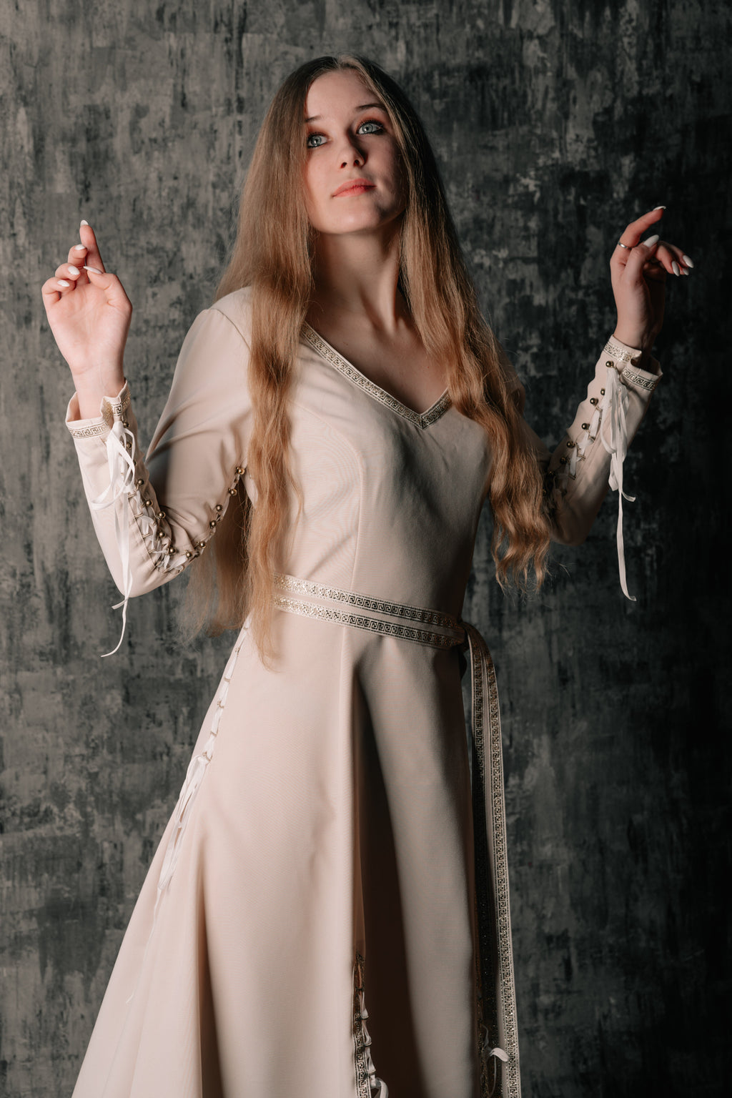 Elegant Lace-Up Violet Dress