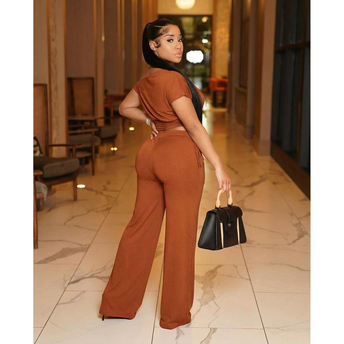 Asymmetric Pleated Jumpsuit Two Piece Set